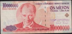 7.Emisyon 10 000 000 Lira B06 048485 Çok Temiz