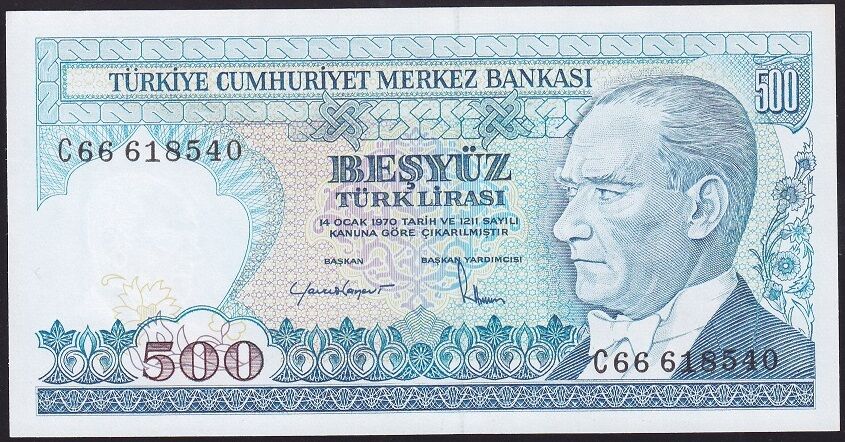 7.Emisyon 2.Tertip 500 Lira C66 618540 Çil