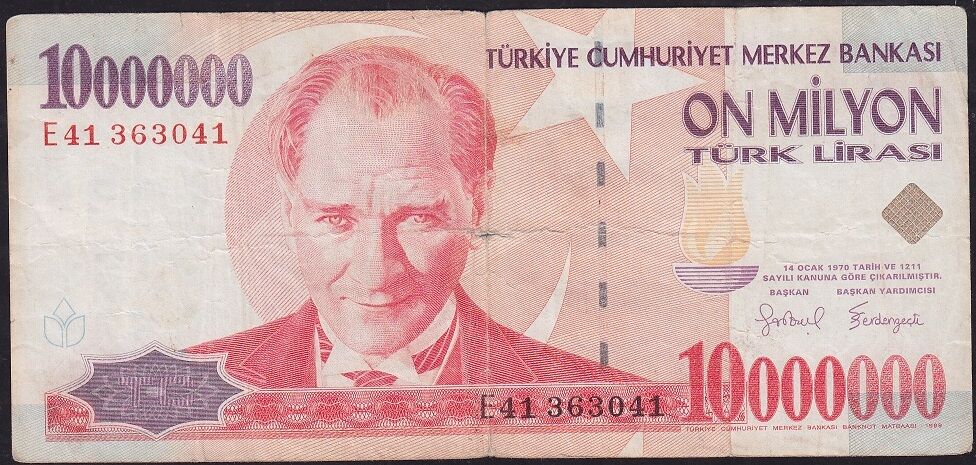 7.Emisyon 10 000 000 Lira E41 363041 Temiz