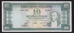 5.EMİSYON 2.TERTİP 10 LİRA O8 38877 ÇOK TEMİZ (İŞLEM VAR)