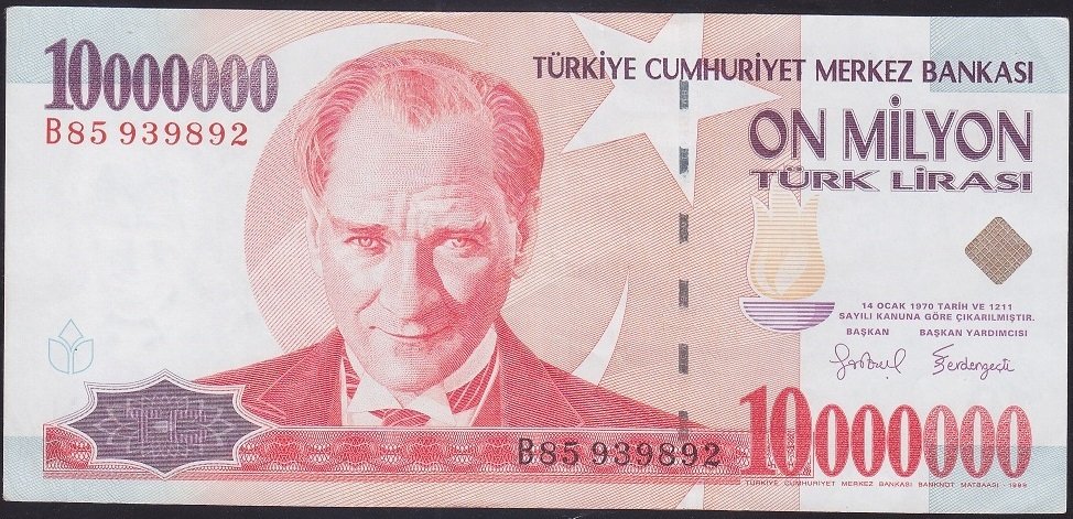 7.Emisyon 10 000 000 LİRA B85 939892 Ççt Çilaltı