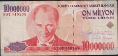 7.Emisyon 10 000 000 Lira B07 349288 Çok Temiz