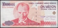 7.Emisyon 10 000 000 Lira B71 593860 Çok Temiz