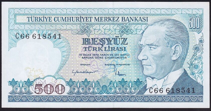 7.Emisyon 2.Tertip 500 Lira C66 618541 Çil