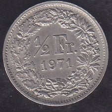 İsviçre 1/2 Frank 1971