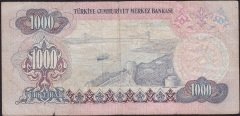 6.Emisyon 1.Tertip 1000 Lira B01 387419 Temiz