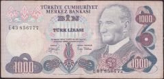6.Emisyon 2.Tertip 1000 Lira E43 856777 Çok Temiz