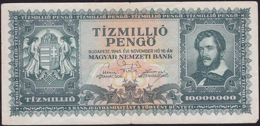 Macaristan 10.000.000 Pengo 1945 Çok Temiz+