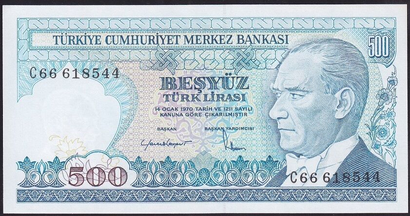 7.Emisyon 2.Tertip 500 Lira C66 618544 Çil