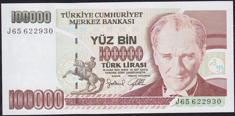 7.Emisyon 3.Tertip 100000 Lira J65 622930 Çilaltı Çil