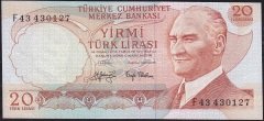 6.Emisyon 3.Tertip 20 Lira F43 430127 Çok Çok Temiz+