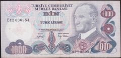6.Emisyon 2.Tertip 1000 Lira E42 606954 Çok Temiz