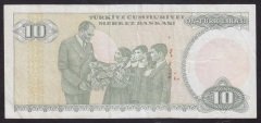 7.EMİSYON 1.TERTİP 10 LİRA B61 196902 ÇOK TEMİZ KISA KAŞ eski para alan yerler