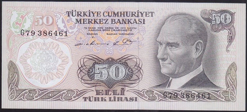 6.EMİSYON 1.TERTİP 50 LİRA G79 386461 ÇİL