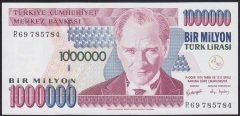 7.EMİSYON 3.TERTİP 1 000 000 LİRA R69 785784 ÇİLALTI ÇİL