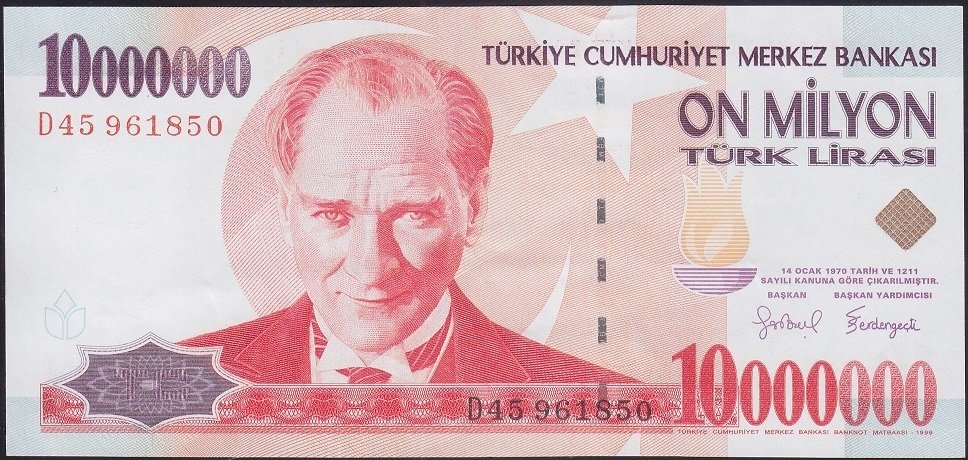 7.Emisyon 10 000 000 LİRA D45 961850 Ççt Çilaltı