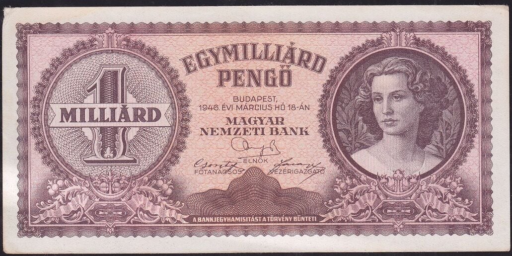 Macaristan 1.000.000.000 Pengo 1946 Çok Çok Temiz