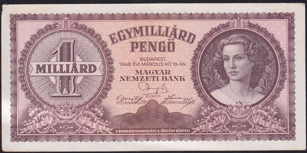 Macaristan 1.000.000.000 Pengo 1946 Çok Çok Temiz