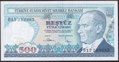 7.Emisyon 1.Tertip 500 Lira B12 233985 Çil