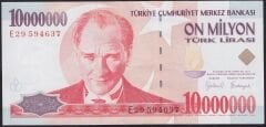 7.Emisyon 10000000 Lira E29 594637 Ççt Çilaltı