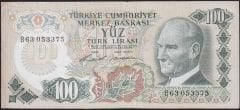 6.Emisyon 1.Tertip 100 Lira B63 053375 Çok Temiz