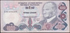 6.Emisyon 2.Tertip 1000 Lira E39 676207 Çok Temiz