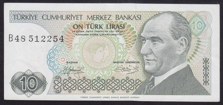 7.EMİSYON 1.TERTİP 10 LİRA B48 512254 ÇÇT + KISA KAŞ