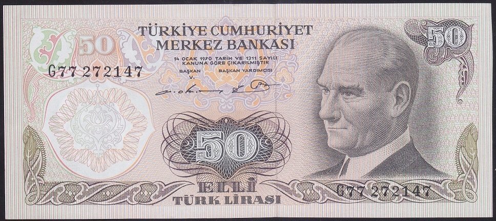 6.EMİSYON 1.TERTİP 50 LİRA G77 272147 ÇİLALTI