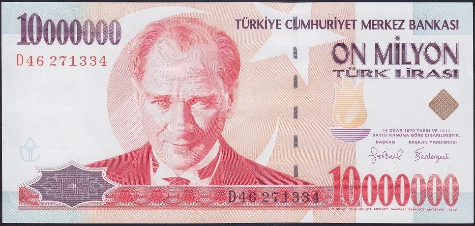 7.Emisyon 10 000 000 LİRA D46 271334 Çilaltı