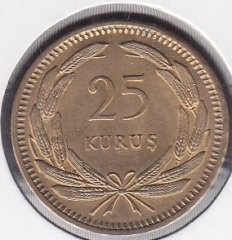 1956 YILI 25 KURUŞ ÇİLALTI ÇİL eski para mezat