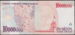 7.Emisyon 10 000 000 Lira B66 573116 Çok Temiz+
