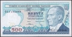 7.Emisyon 1.Tertip 500 Lira B12 233988 Çil
