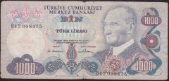 6.EMİSYON 1.TERTİP 1000 LİRA B12 008475 İYİ