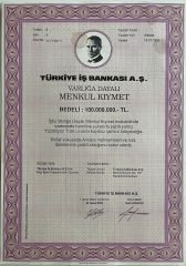 Hisse Senedi İş Bankası Menkul Kıymet 100.000.000 TL