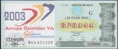 2003 29 OCAK ÇEYREK BİLET - G SERİSİ