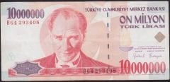 7.Emisyon 10 000 000 Lira B64 293408 Çok Temiz