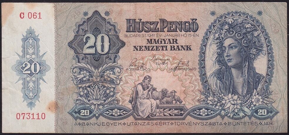 Macaristan 20 Pengo 1941 Çok Temiz