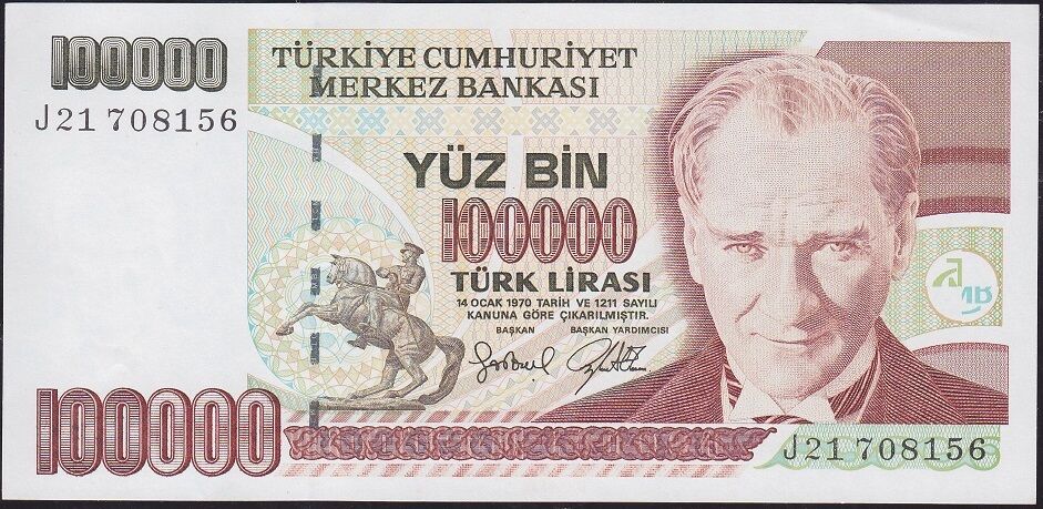 7.Emisyon 3.Tertip 100000 Lira J21 708156 Çilaltı Çil