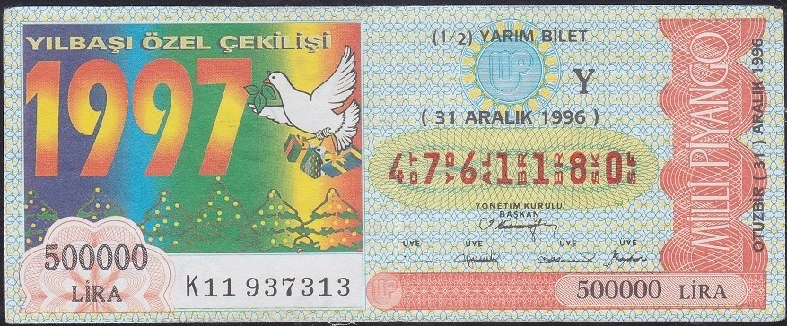1996 31 Aralık Yarım Bilet - Y Serisi