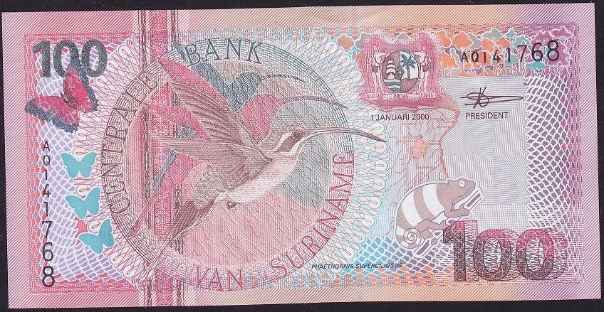 Suriname 100 Gulden 2000 Çil