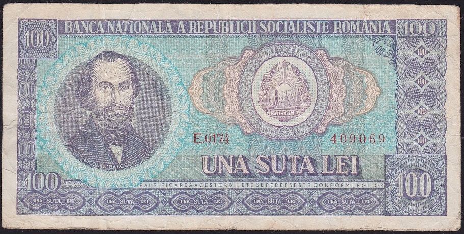 Romanya 100 Lei 1966 Temiz Pick 97