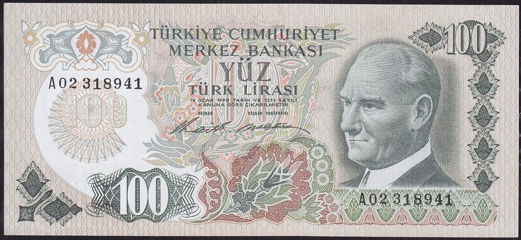 6.Emisyon 1.Tertip 100 Lira A02 318941 Çilaltı