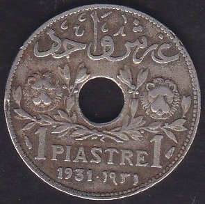 LÜBNAN 1 PIASTRE 1931 eski para mezat