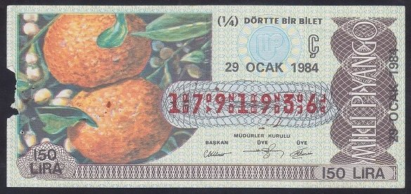1984 29 OCAK ÇEYREK BİLET Ç SERİSİ