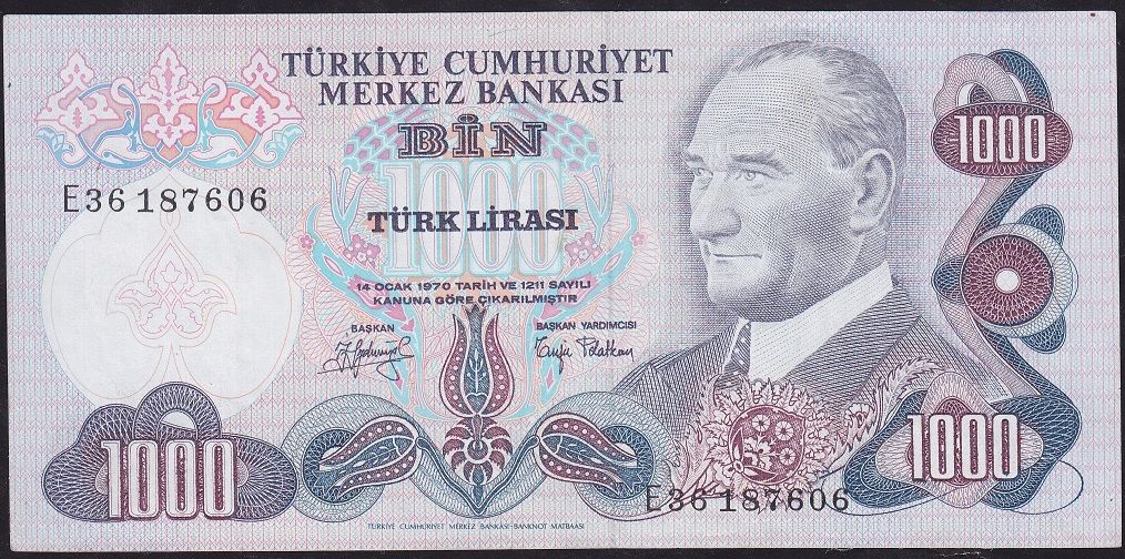 6.Emisyon 2.Tertip 1000 Lira E36 187606 Çilaltı Çil