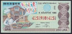 1985 9 AĞUSTOS ÇEYREK BİLET E SERİSİ