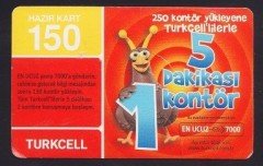 TURKCELL HAZIR KART 150 KONTÖR - 5 DAKİKASI 1 KONTÖR- SKT 2010