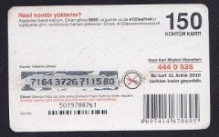 TURKCELL HAZIR KART 150 KONTÖR - 5 DAKİKASI 1 KONTÖR- SKT 2010