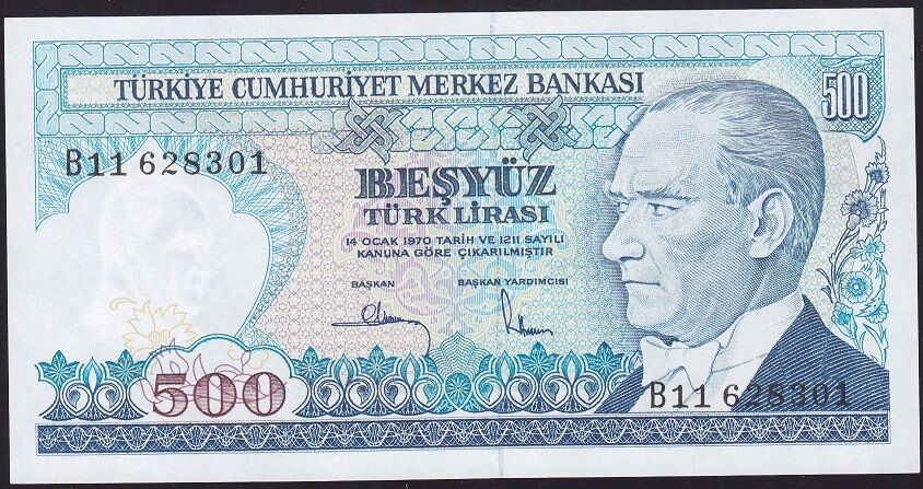 7.Emisyon 1.Tertip 500 Lira B11 628301 Çil