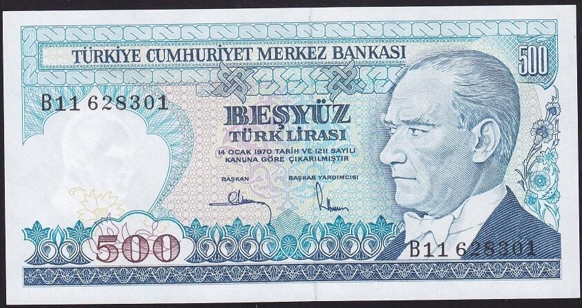 7.Emisyon 1.Tertip 500 Lira B11 6283XX Çil